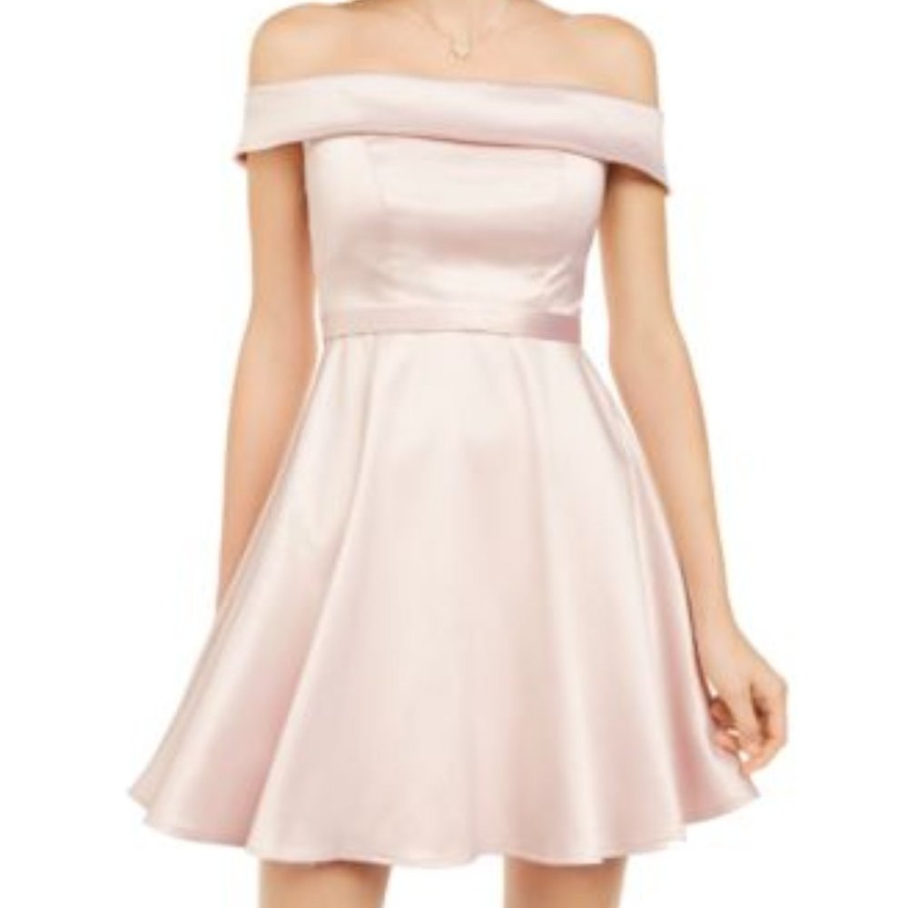 Off-Shoulder Stretch Satin Dress